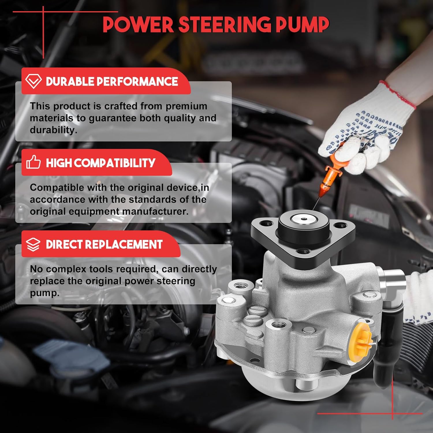 21-5350 Power Steering Pump with Pulley Fit 2000 for BMW for 323Ci 2000 for BMW for 323i 2001-2006 for BMW for 325Ci with LF-20 TYPE Power Assist Pump Assembly