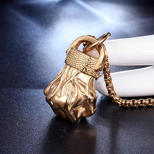 Collier Punk Boxe Gants Acier Inoxydable OAKKY - Bijou Hip Hop Pour Homme