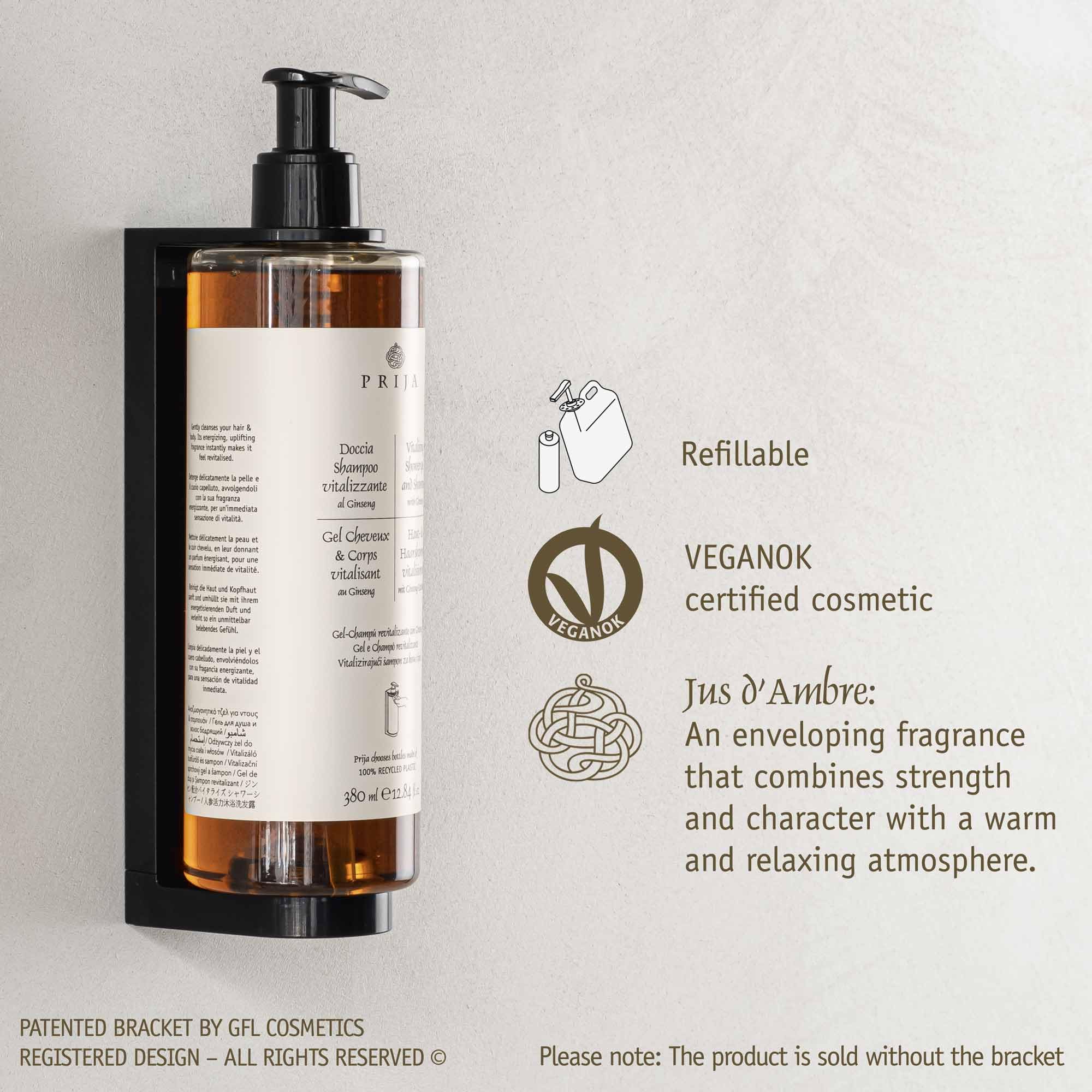 thehotelery.de PRIJA Set: Hair & Body Shampoo & Gel doccia – Confezione di ricarica 2 in 1 formula rivitalizzante con estratto di ginseng, estratti vegetali naturali, idratante per pelle e capelli