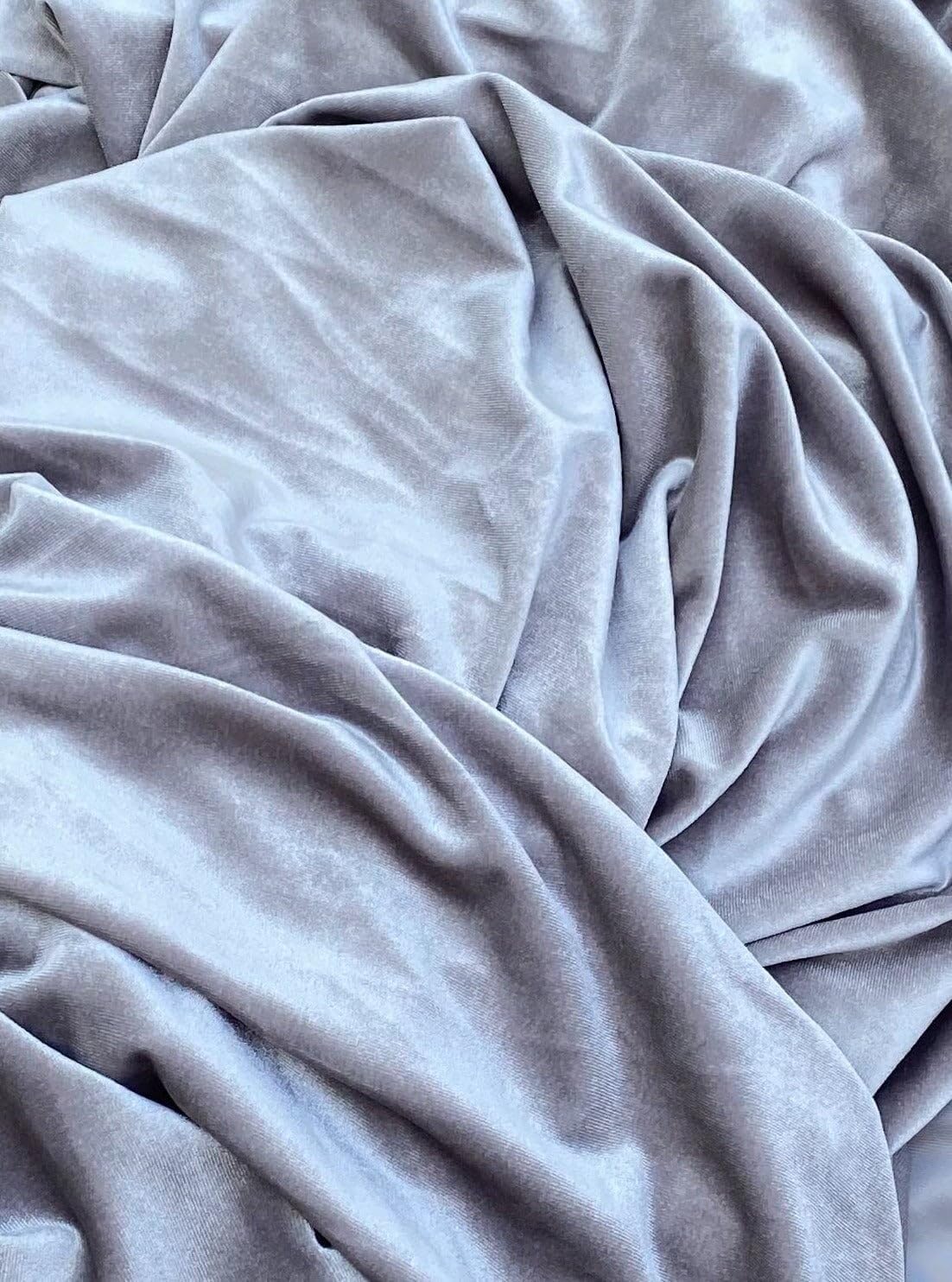 Premium Stretch Velvet Fabric by The Yard - Wrinkle-Resistant - Soft - Upholstery Fabric - Polyester Spandex Blend - for Clothing and Crafts - Resistant – 58-60 Inches Wide (Feather Gray, 2 Yard)