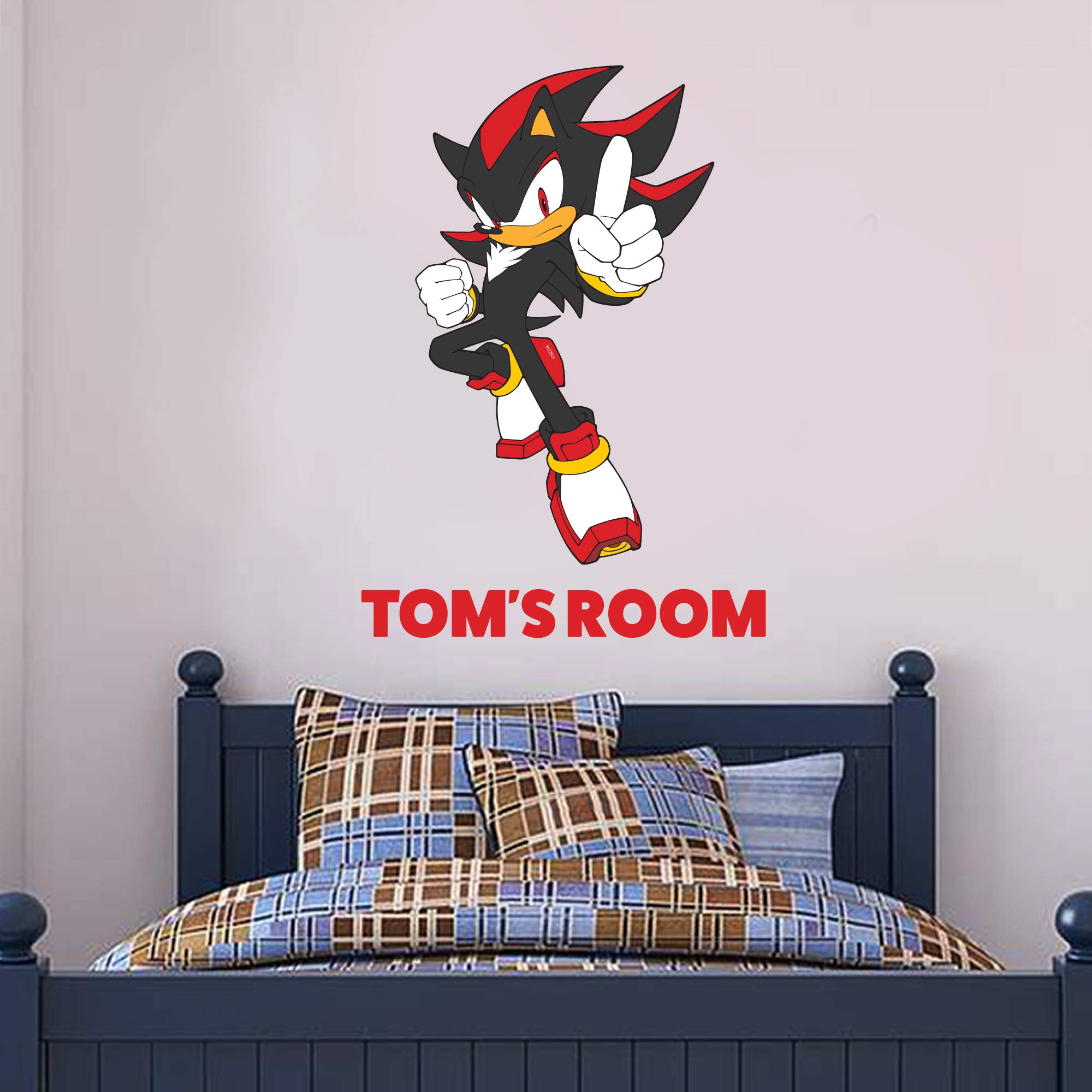 Beautiful Game Black Sonic The Hedgehog Wall Sticker- Shadow Personalised Name Vinyl Art Decal (60Cm Height X 45Cm Width)