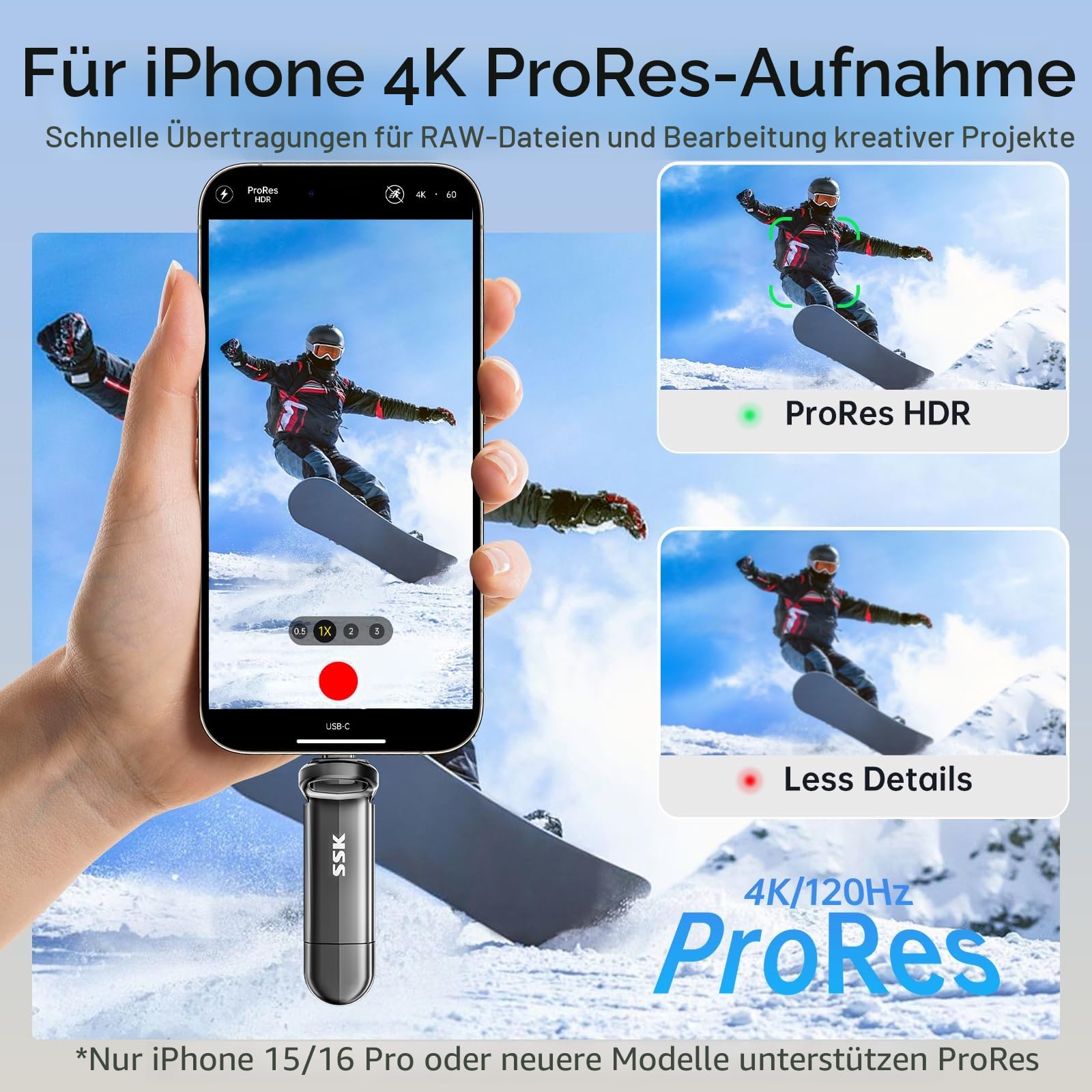 SSK 512GB USB C Stick bis zu 1000MB/S, Dual Mini USB Stick USB 3.2 Gen2 Type-A und Typ-C Externe Solid State Drives Portable SSD für iPhone 15/16/PS4/Android-Telefon/Tablet/Windows/Mac