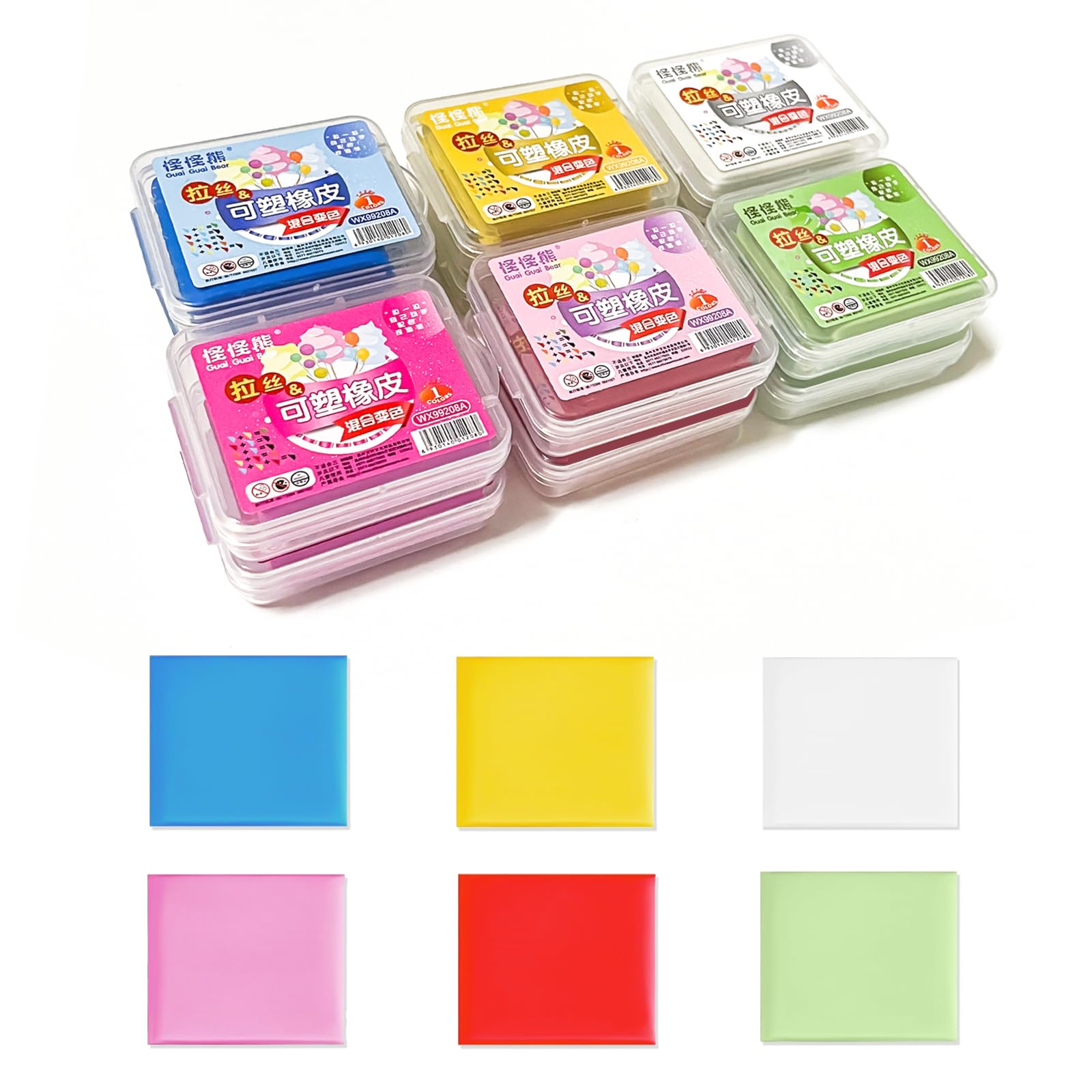 12 Gomme da Cancellare Modellabili,Durevoli Gomme da Cancellare,Multicolore Gomma Matita,Gomma Impastata Morbida in Custodia Trasparente per Artisti, Materiale Scolastico Pittura Colorato