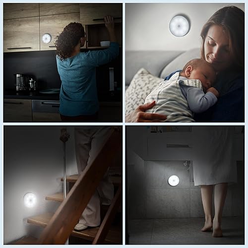 Miniatura 7 de Paquete de 2 luces LED nocturnas con sensor de movimiento, sensor de movimiento del atardecer al amanecer para dormitorio, baño, inodoro, escaleras,