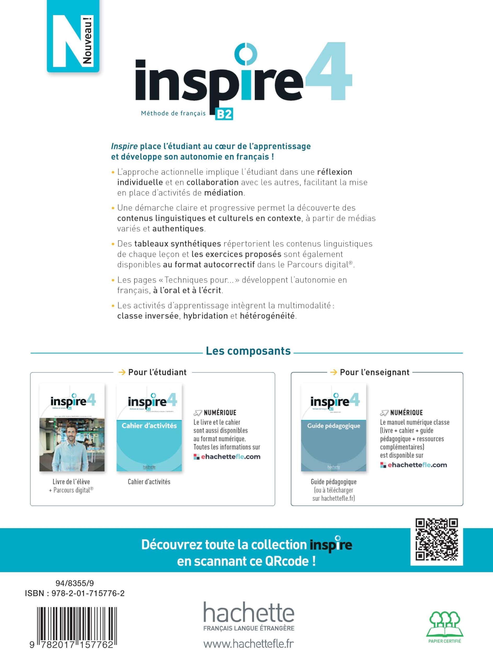 Inspire 4 livre de l'élève + audio/vidéo + Parcours digital: Livre de l'élève. Avec Transcriptions et Corrigés