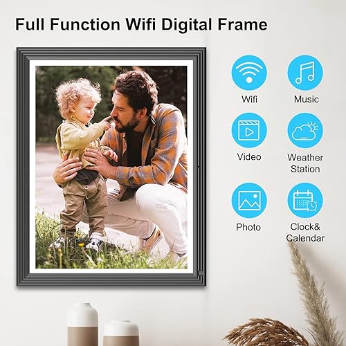 Miniatura 2 de Marco de Fotos Digital Grande con Wi-Fi - Marco de Fotos de 15" 32GB Inteligente con Control Remoto (Sin Pantalla Táctil), Función Completa,