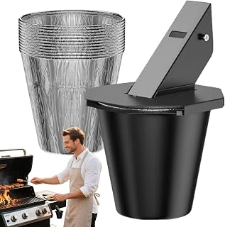 Cubo de grasa mejorado, cubo octogonal resistente al calor con forro, accesorios reutilizables para bandeja de goteo, para barbacoa, picnic al aire libre, fiestas, reuniones familiares