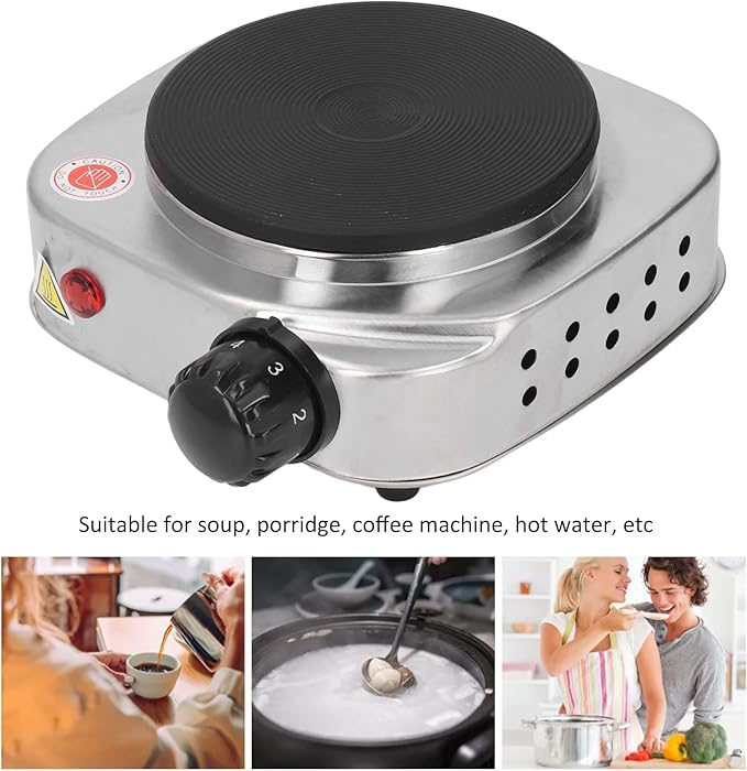 Estufa Eléctrica Portátil de Acero Inoxidable con 500W y Enchufe US miniatura 5