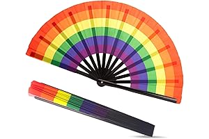 JOHOUSE Large Rainbow Folding Fans