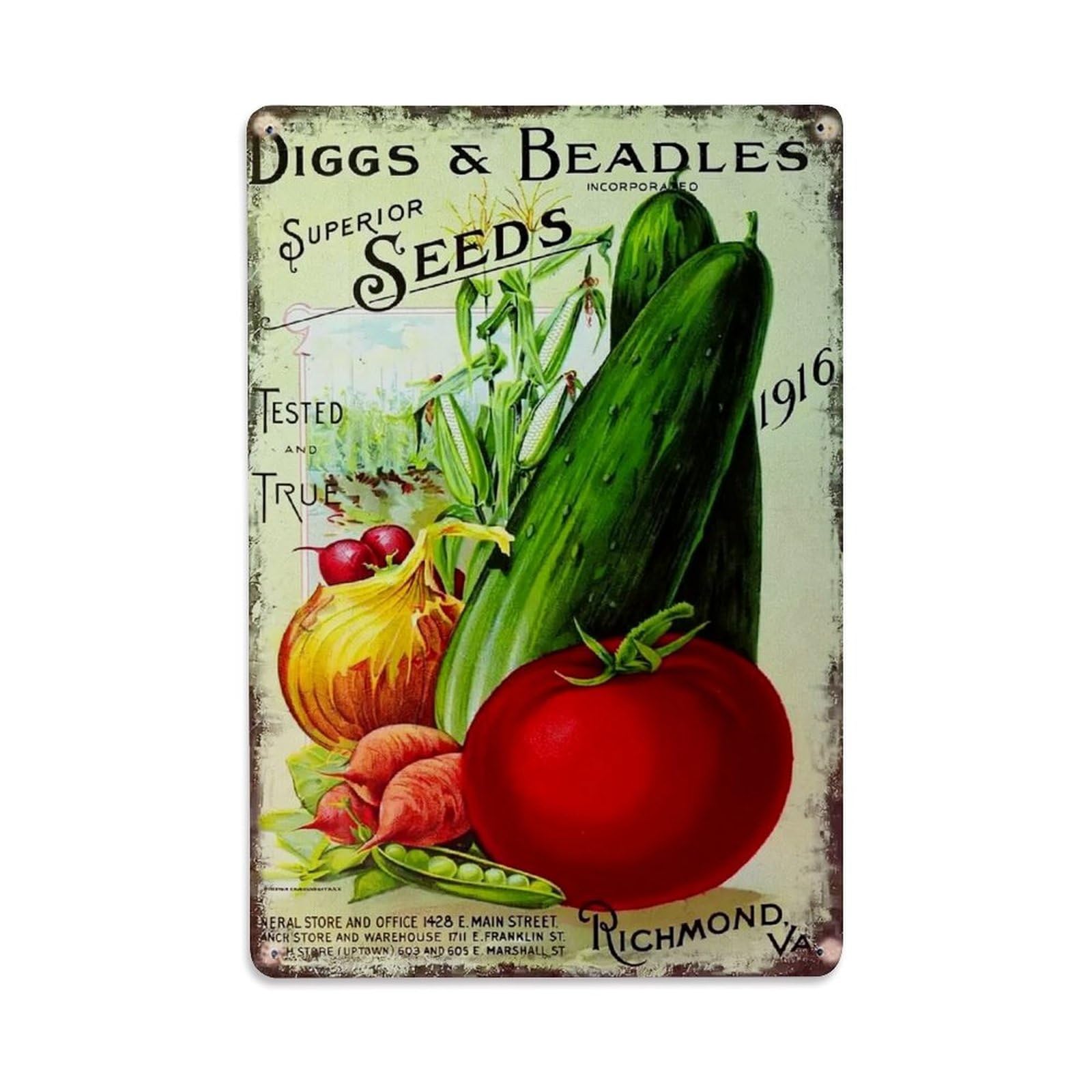 Jdfenggu Vintage Vegetable Seed Advertisement Retro Metal Tin Sign, Decor Art Poster For Bar, Home, Man Cave, Kitchen, Laundry Room Gift 8X12inch