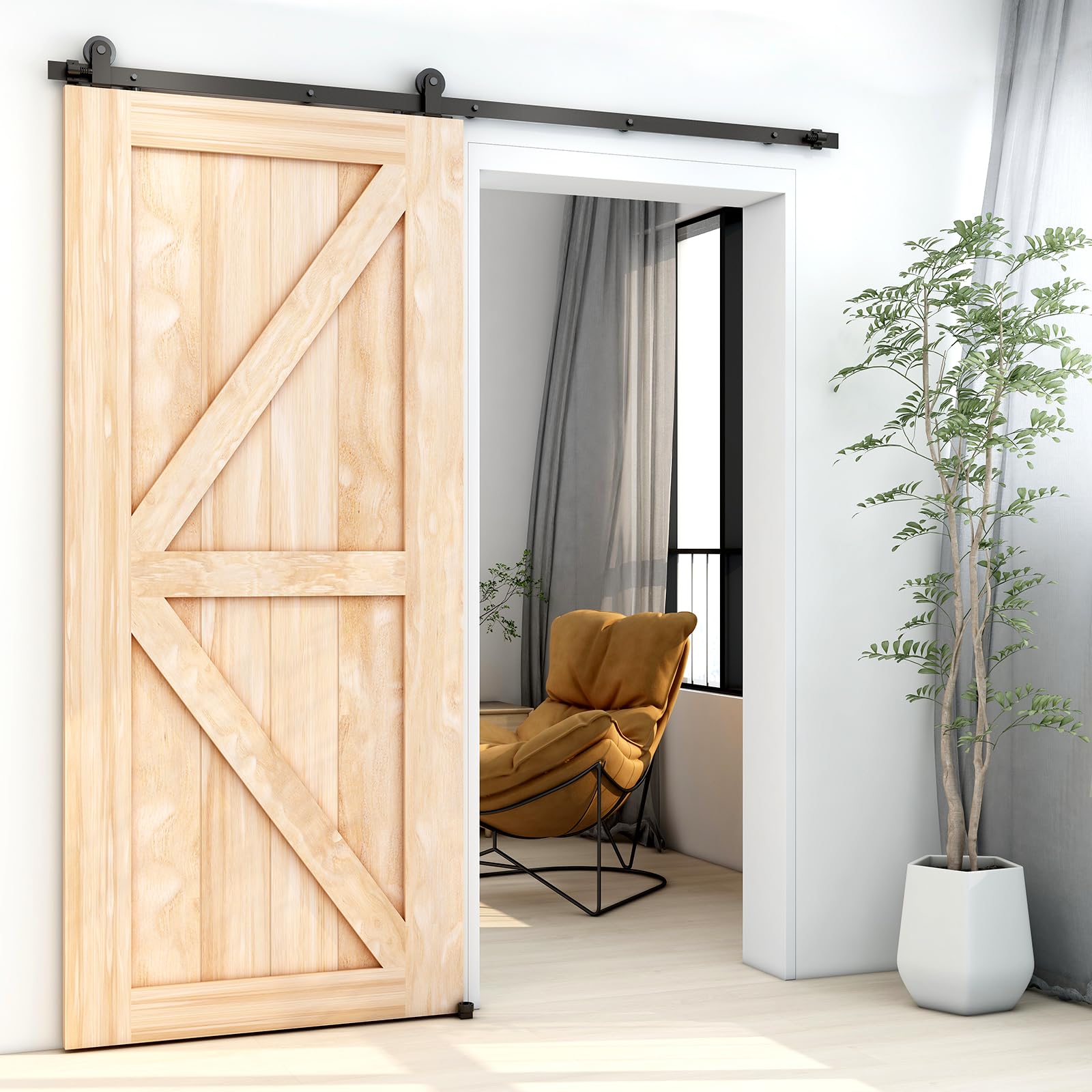 173 cm (5,5 pieds) Ferrure pour porte coulissante Kit d'accessoires pour portes coulissantes, contient un guide de sol réglable