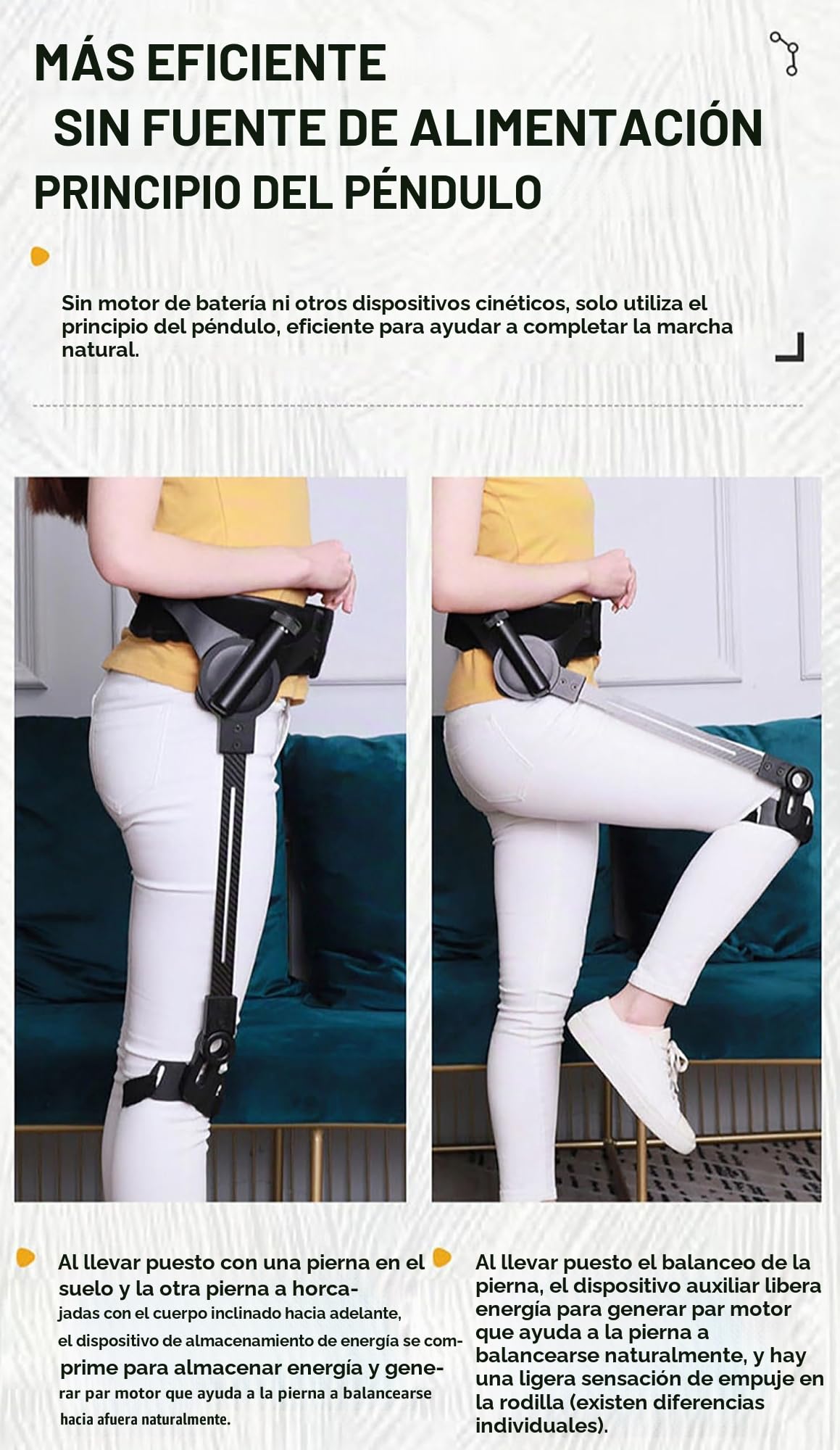Ayudas para caminar, equipo de refuerzo de exoesqueleto, 3 niveles de intensidad ajustables, exoesqueleto biónico portátil, para pierna izquierda/derecha/ambas piernas. Pierna izquierda L (pierna
