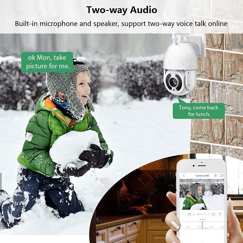 70% оƒƒ Dіѕсоunt 5MP 30X Optical Zoom Auto Tracking Wireless Wired PTZ IP Camera ​P2P WiFi Pan Tilt Security Camera Built-in PoE, 2-Way Audio, Color Night Vision, Outdoor Weatherproof