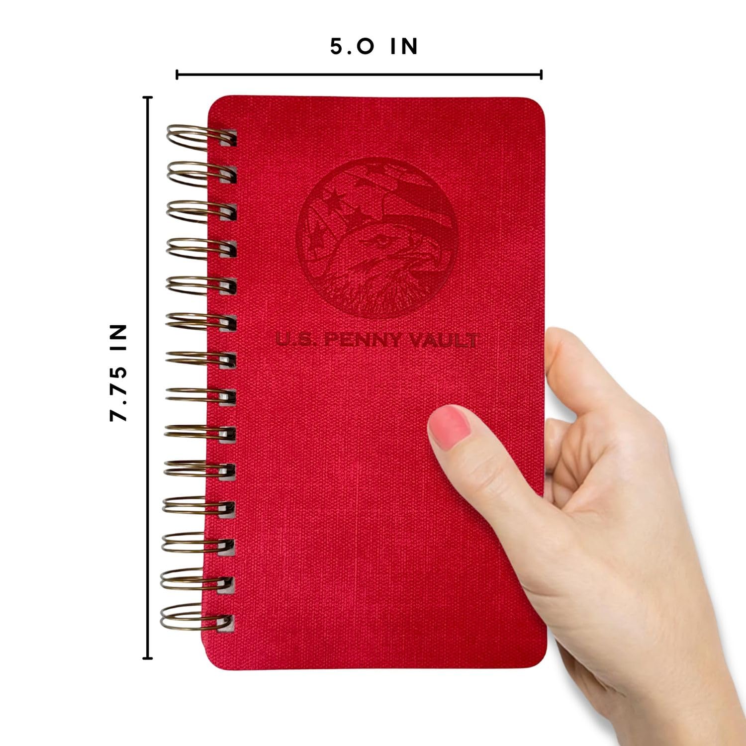 Spiral Penny Notebook by Pennybandz® – Pressed Penny Album Holds 224 Souvenir Coins | Lays Flat for Easy Viewing | Archival Quality Storage for Collectors (Roaming Red)