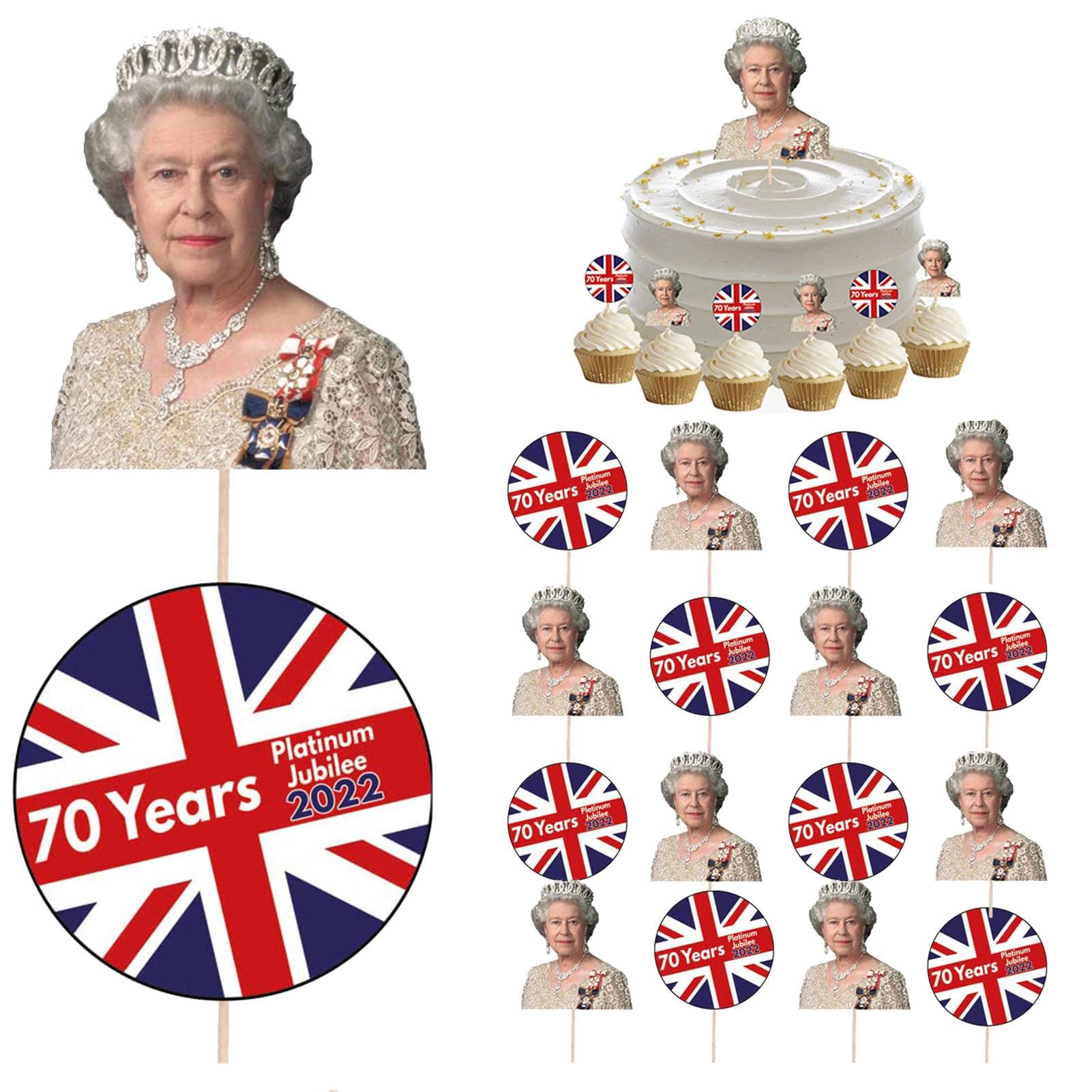 Buy CHUWUJU 18Pcs Cupcake Toppers Union Jack and Queen Elizabeth