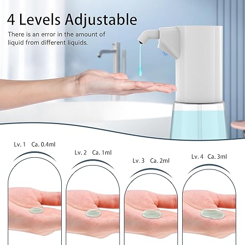 Miniatura 4 de Dispensador automático de jabón sin contacto, recargable de 15 oz13.5 fl oz, gran capacidad, dispensador ajustable de cuatro niveles, volumen