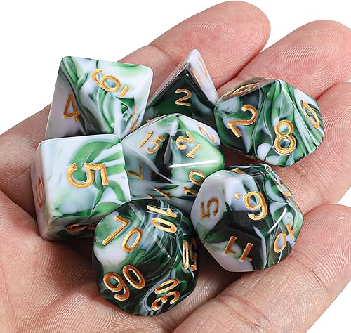 Vista 244 de CiaraQ DND - Juego de dados poliédricos con una bolsa de dados negra para juegos de mesa de rol D&D RPG MTG Rojo mezclado con naranja + purpurina