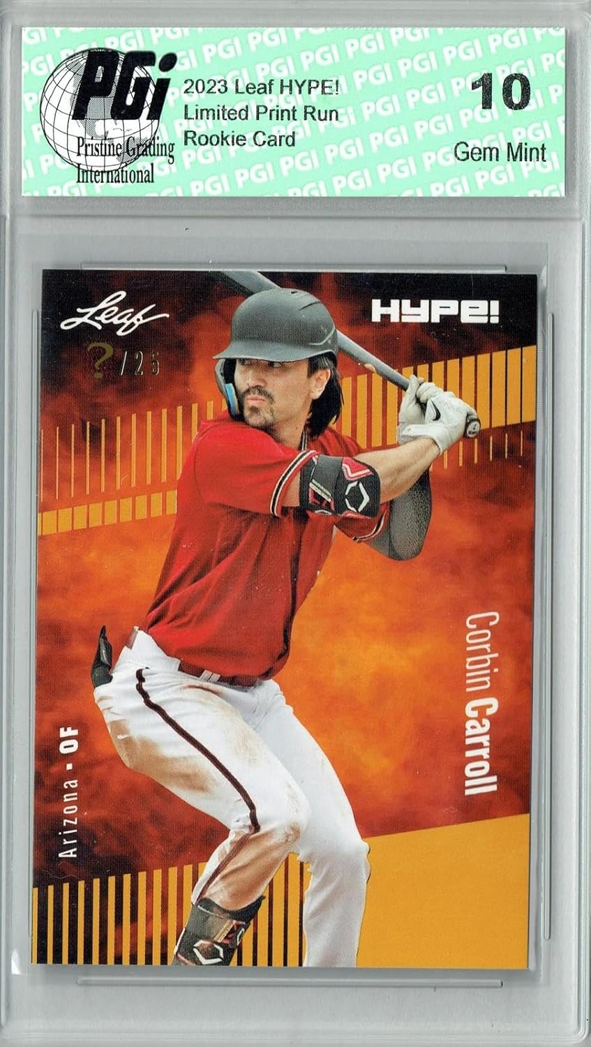 Corbin Carroll 2023 Leaf HYPE! #109 SP, Just 25 Made Rookie Card PGI 10 - Baseball Slabbed Rookie Cards