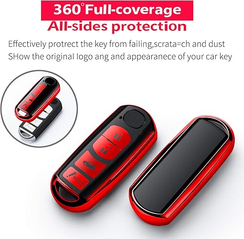 Miniatura 5 de Intermerge Funda para llavero Mazda, funda para llavero para Mazda 3 5 66 atenza 8 CX-3 5 7 9 MX-5 RX-8, funda especial suave de TPU Mazada cubierta