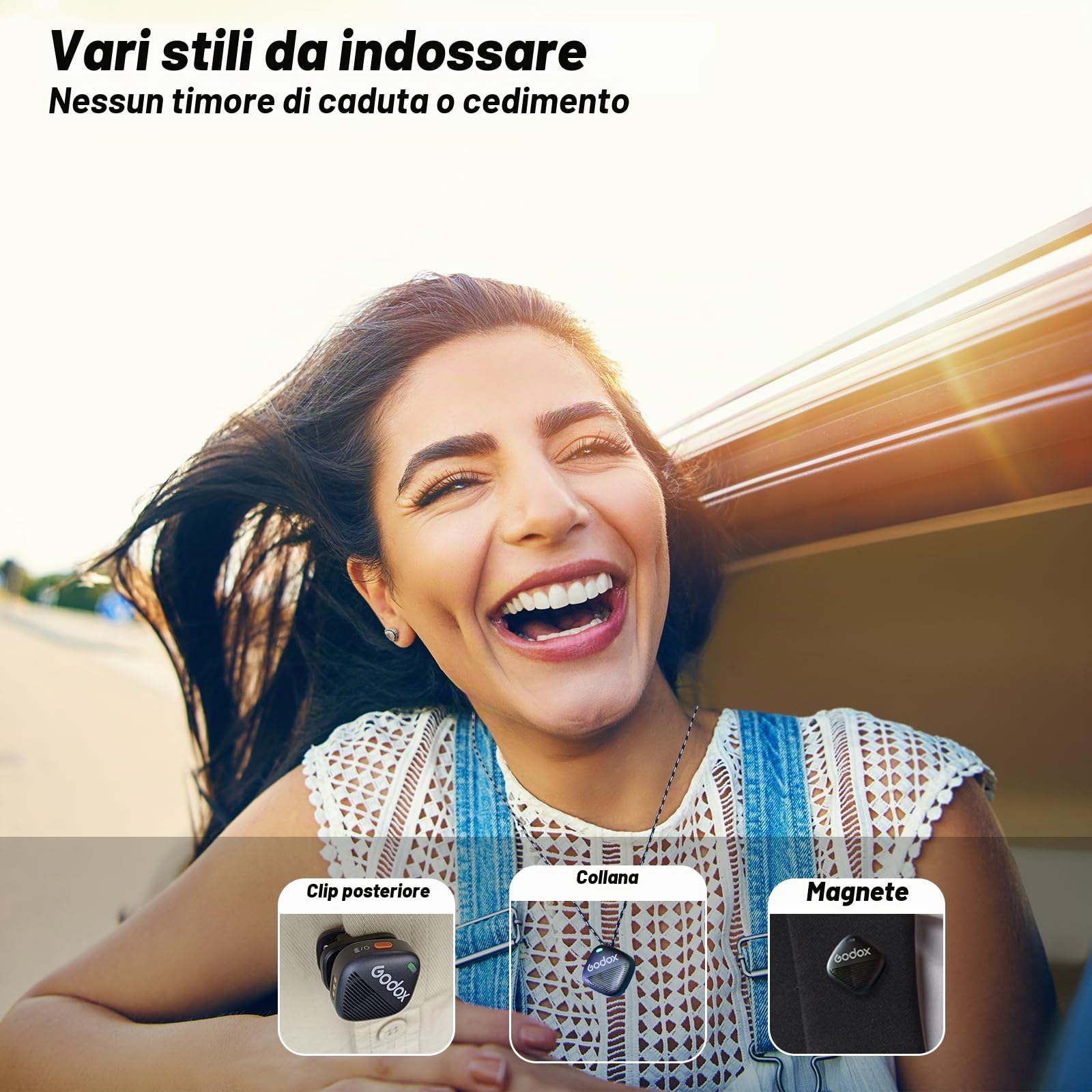 GODOX Cube-SC Kit2 Microfono Lavalier senza fili per iPhone 15 e Android,USB C,8H durata della batteria, 2.4G Wireless Mic, 300m (1000ft), Cancellazione del rumore con custodia di ricarica per Vloging
