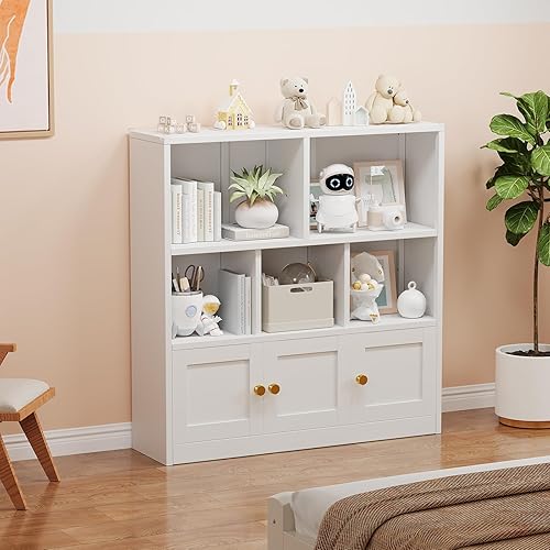 Miniatura 5 de Organizador de almacenamiento de juguetes y estantería de metal para niños con 3 gabinetes de almacenamiento y 5 estantes abiertos, estante