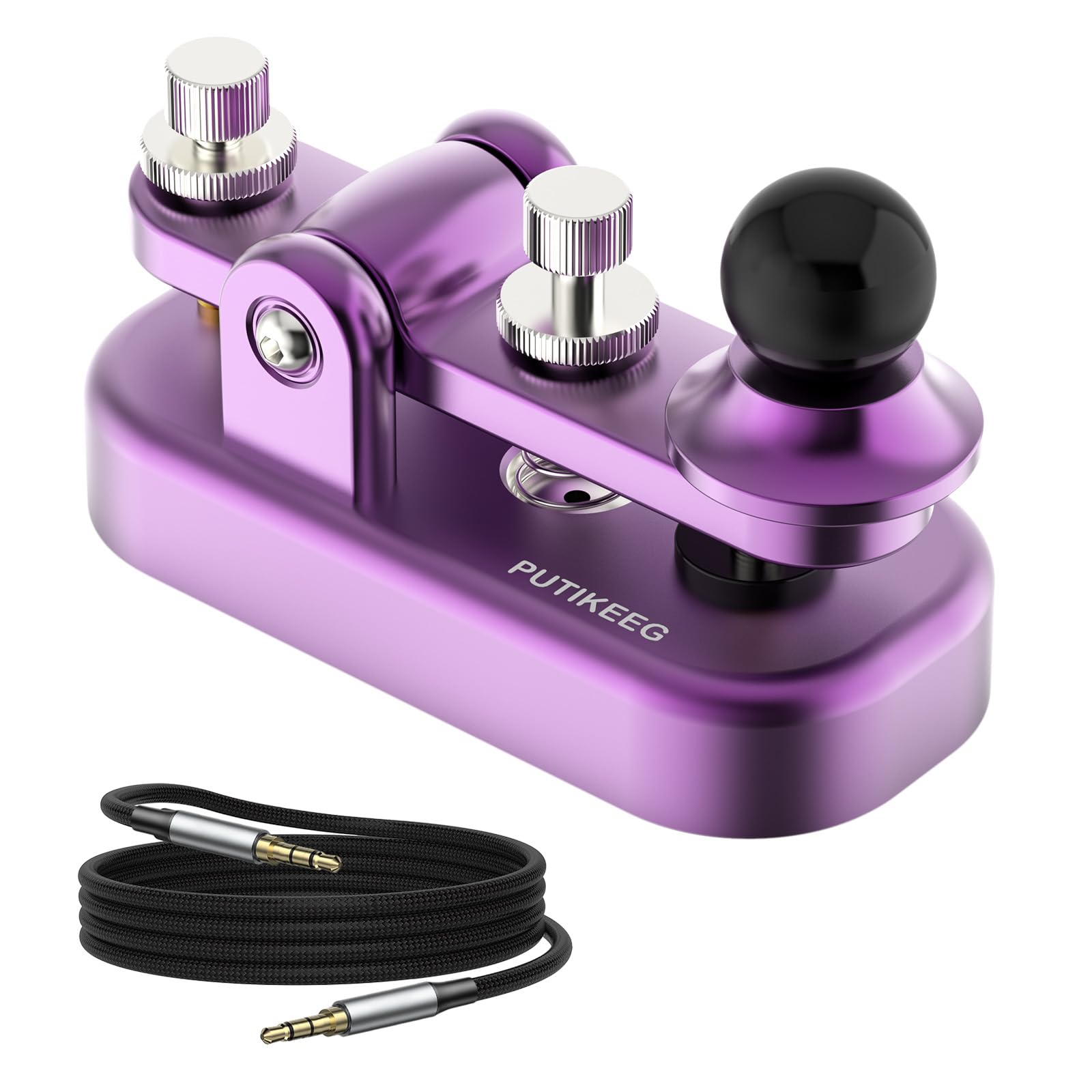 Mini Morse Radio Key CW HAM Send Telegram Double Paddle Morse Code Key with Aluminum Alloy Body Base (Purple)