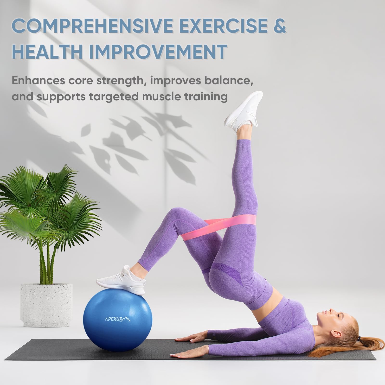 APEXUP 22,9 cm großer Pilates-Ball, kleiner Gymnastikball für Yoga, Fitness, Balance, Kerntraining, Physiotherapie