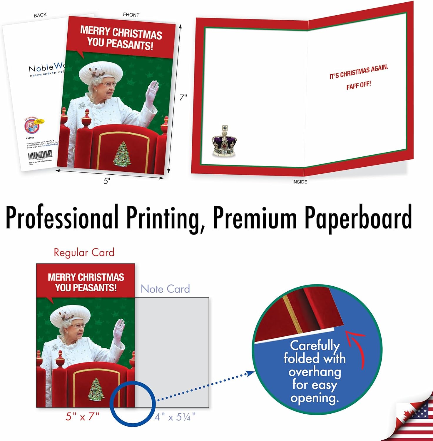 NobleWorks - 12 Funny Christmas Greeting Cards - Inappropriate Boxed Xmas Holiday Cards, Adult Humor with Envelopes (1 Design, 12 Cards) - Christmas Peasants B5986