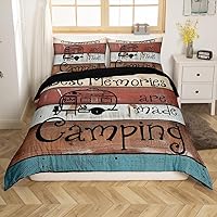Vista 8 de Erosebridal Juego de funda de edredón rústica para cabaña, cámper, tamaño individual, para literas de caravana, funda de edredón para campamento
