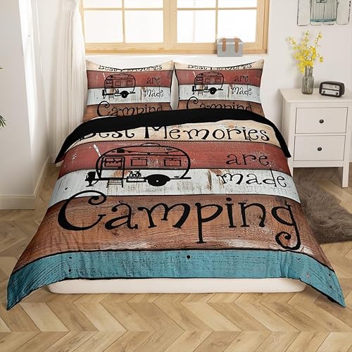 Miniatura 8 de Erosebridal Juego de funda de edredón rústica para cabaña, cámper, tamaño individual, para literas de caravana, funda de edredón para campamento