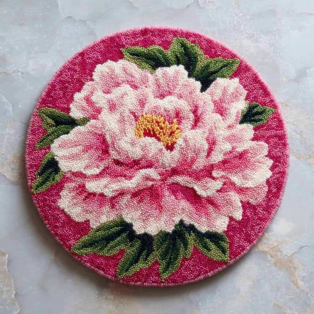 AMBATTERY Rug Making Kit for Adults,Latch Hook Rug Kit,Peony Flowers