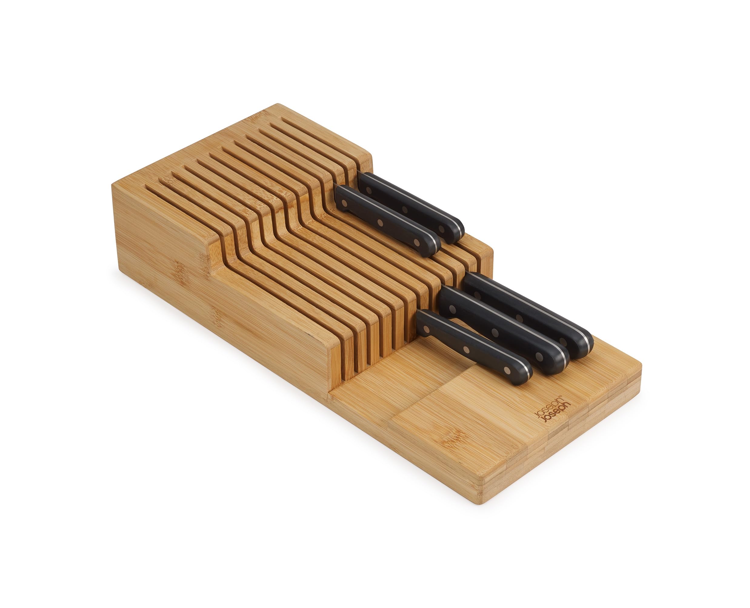 Joseph Joseph Drawerstore Knife Organiser, Holds Up to 12+ Knives, Kitchen Organisation & Drawer Storage, Bamboo