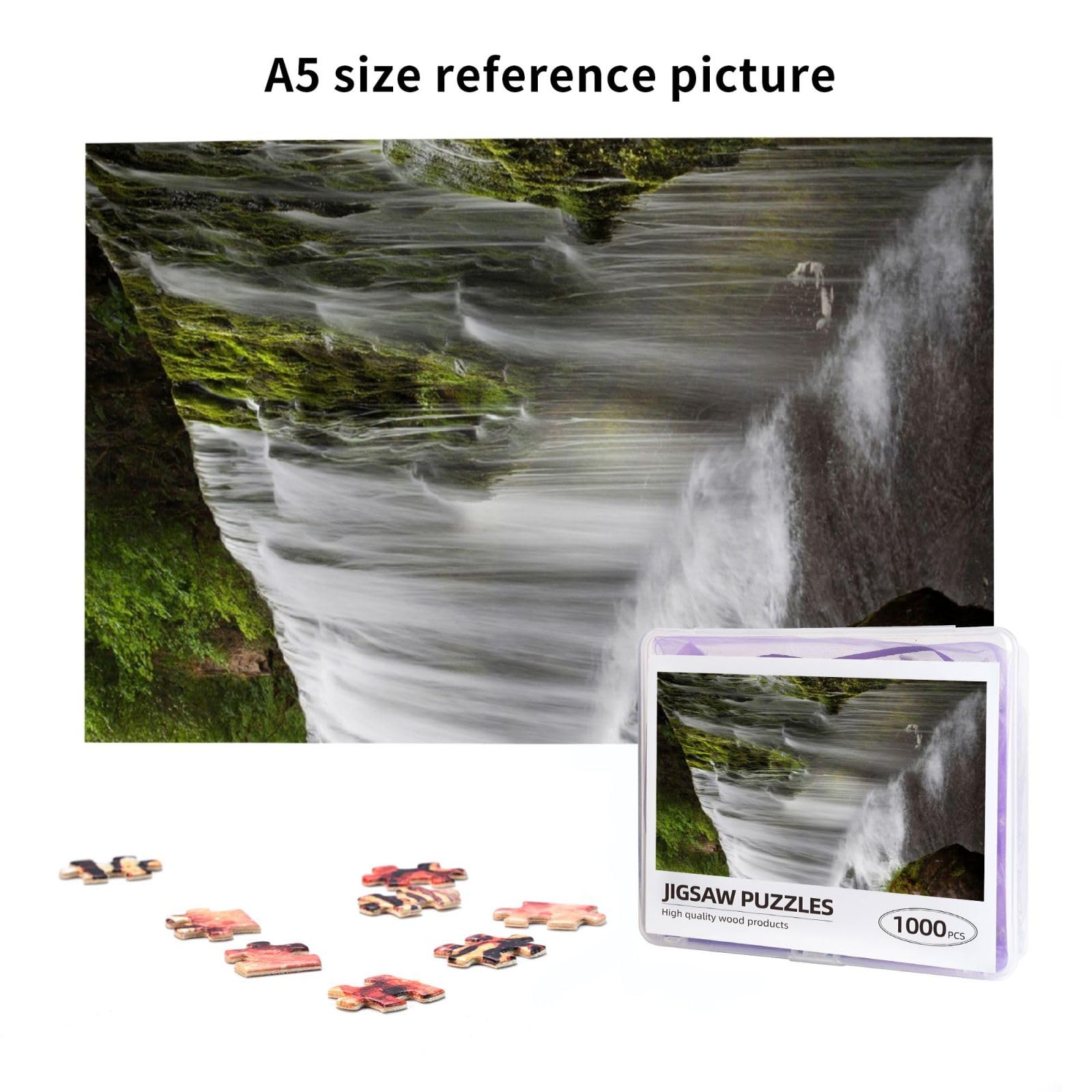 SUPERPOWER 1000 Teile Puzzle 'Wald Wasserfall' – 76x50 Cm (30x20 Zoll), Holz, Mit Sortierhilfe