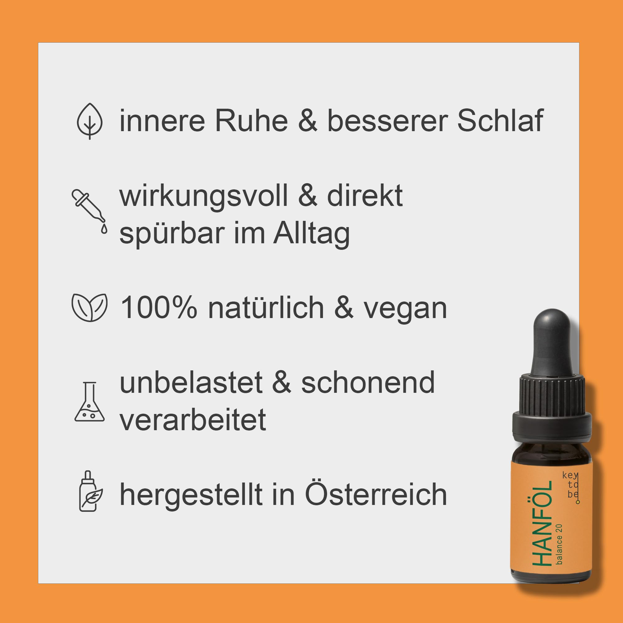 KeyToBe - Hanföl Balance20 - Hanfsamenöl Tropfen - vegan