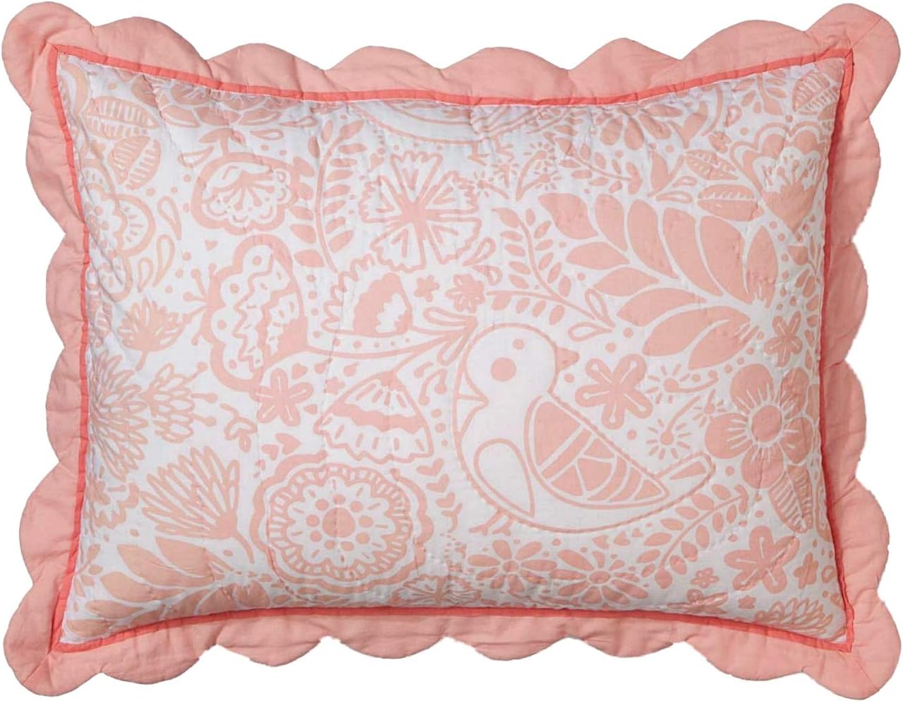 Pillowfort Day Dream Pink Birds Scalloped Edge Pillow Sham