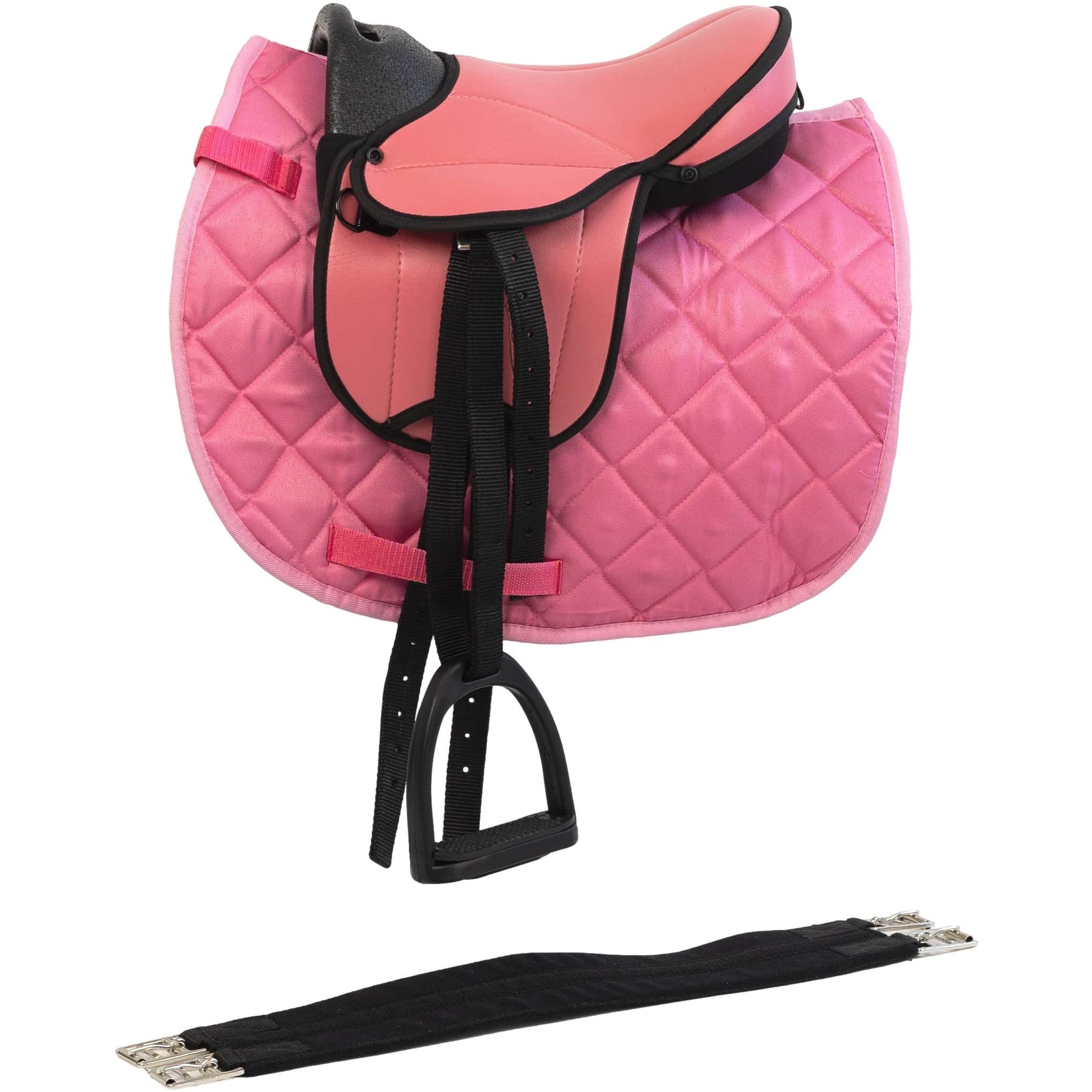 Marengos Holzpferd Sattel Set Kunstleder Beginner Pink 12"