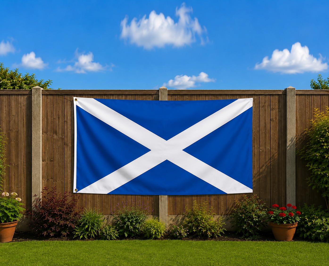 Scotland Scottish Flag 8ft x 5ft - Extra Large St Andrew's Day Saltire Polyester Banner, World Cup Football Rugby Supporters, Brass Eyelets, Garden Outdoor Indoor Decorations, Coffin Drape