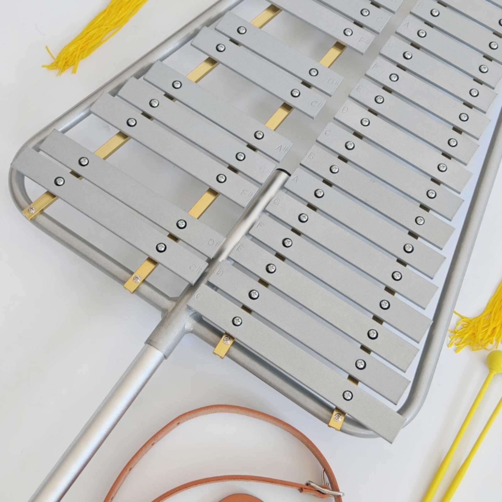 Glockenspiel da Marcia Leggero Metallofono con Tracolla Compatto Strumento Musicale a Percussione per Musicisti, Studenti, Concerti