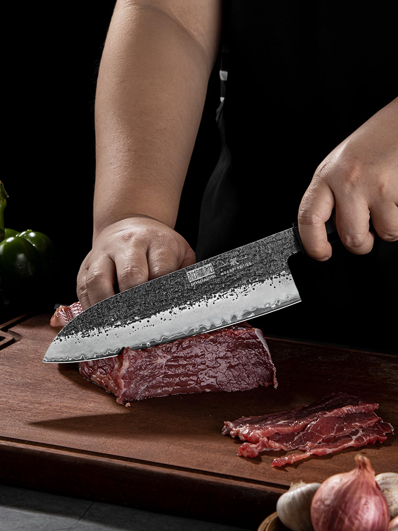 HOSHANHO Coltello Santoku da 18 cm, Coltello da Chef Coltello da Cucina | Coltello Santoku Giapponese Ultraaffilato Forgiato in Acciaio ad Alto Tenore di Carbonio con Manico Ottagonale in Palissandro