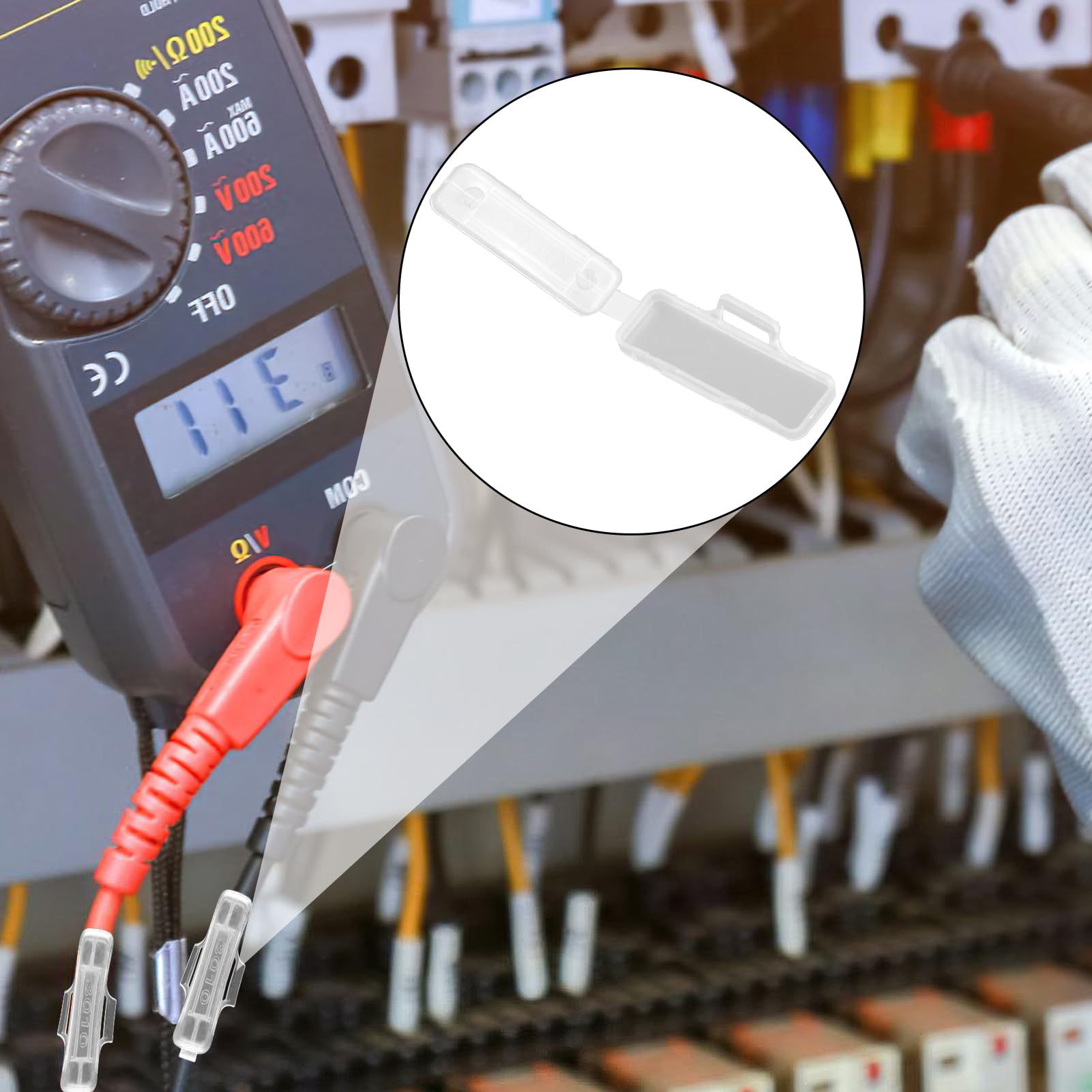 SYCSYH 50 Pezzi Segnacavi Elettrici Trasparenti In Nylon Con Scatola - Etichette Per Cavi Riutilizzabili - 3