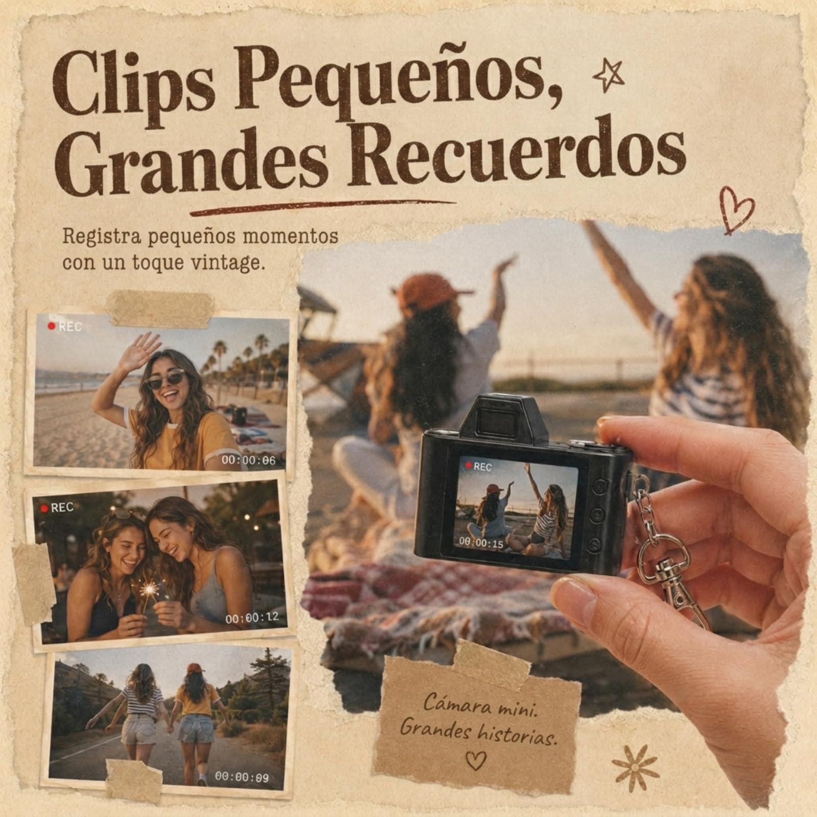 Mini Camara Digital - Maxmango 1.3'' 1080P Mini Camara de Fotos Portátil con 64 GB, Videocámara de Bolsillo para Viajes, Vlogs y Entretenimiento (Negra)