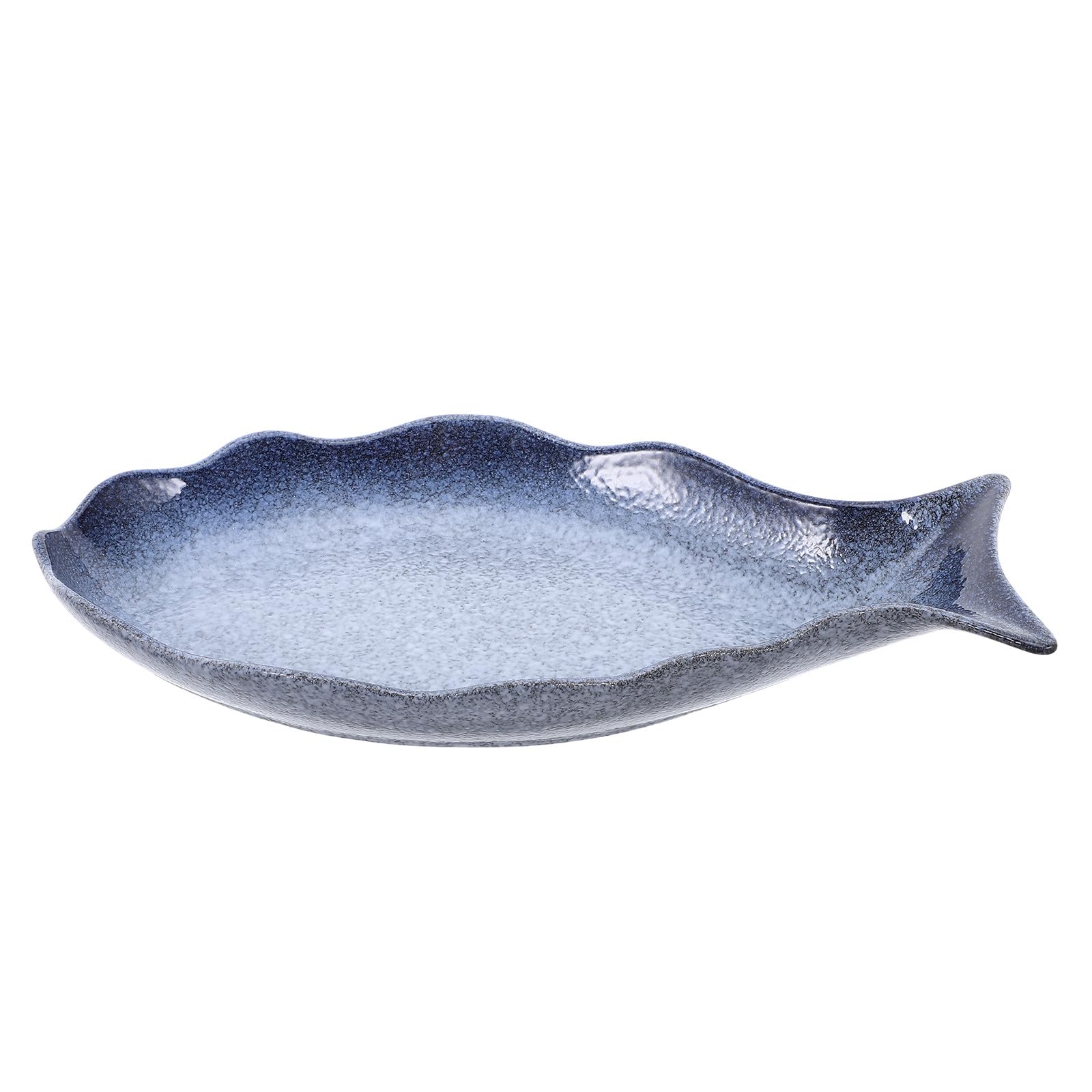Uonlytech Plato de Pescado de Cerámica 31X16 CM Forma de Pez, Bandeja para Servir Mariscos y Aperitivos, Duradera y Elegante para Mesa Festiva o Cocina