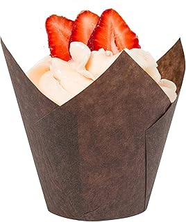 Tulip Cupcake & Muffin Liners – 50gsm XL Floral Baking Cups – 200 Pcs Na...