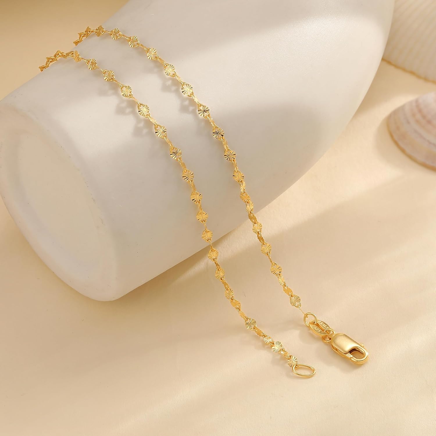 Carffordo 925 Sterling Silver Chain Necklace Link Chain Necklace for Women Simple Dainty 16K Gold Plated Necklace for Women Minimalist Waterproof Silver Necklace Trendy Jewelry Gifts
