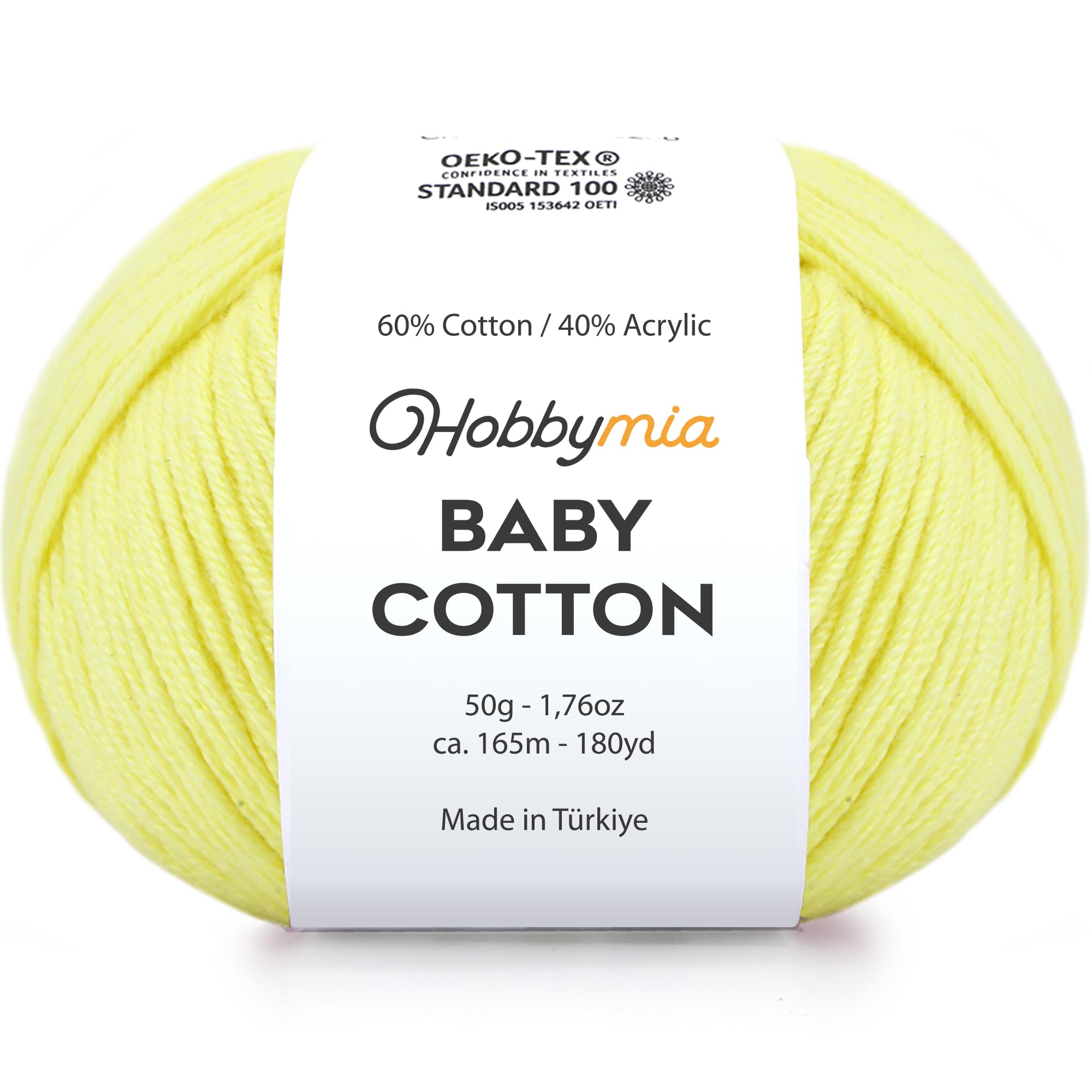 Baby Cotton Blend Yarn – Soft Sport Weight Yarn for Crochet & Amigurumi - 50g/180yds - 60% Cotton 40% Acrylic - Ideal for Baby & Knitting Proj.(Neon Green, 1 Ball) — view 69