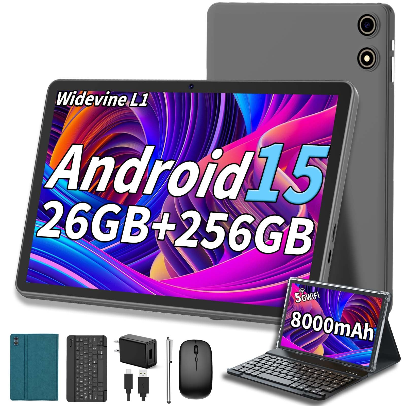 Amazon.com: Android 15 Tablet with Keyboard, 26GB RAM+256GB ROM