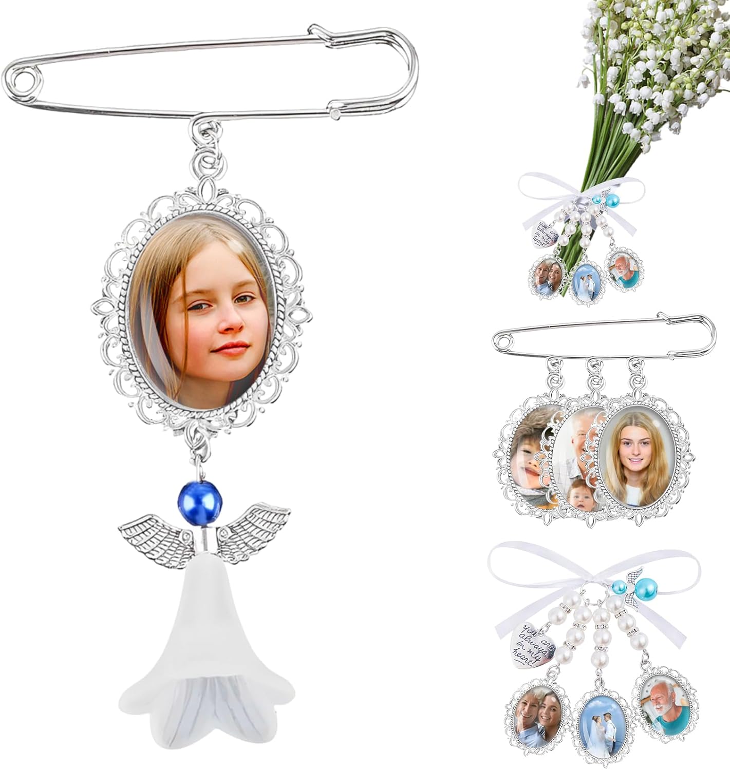 Personalized Wedding Bouquet Photo Charm Custom Bridal Bouquet Accessories Memory Picture Customized Oval Charm Keepsake Gift for Wedding Birthday Anniversary