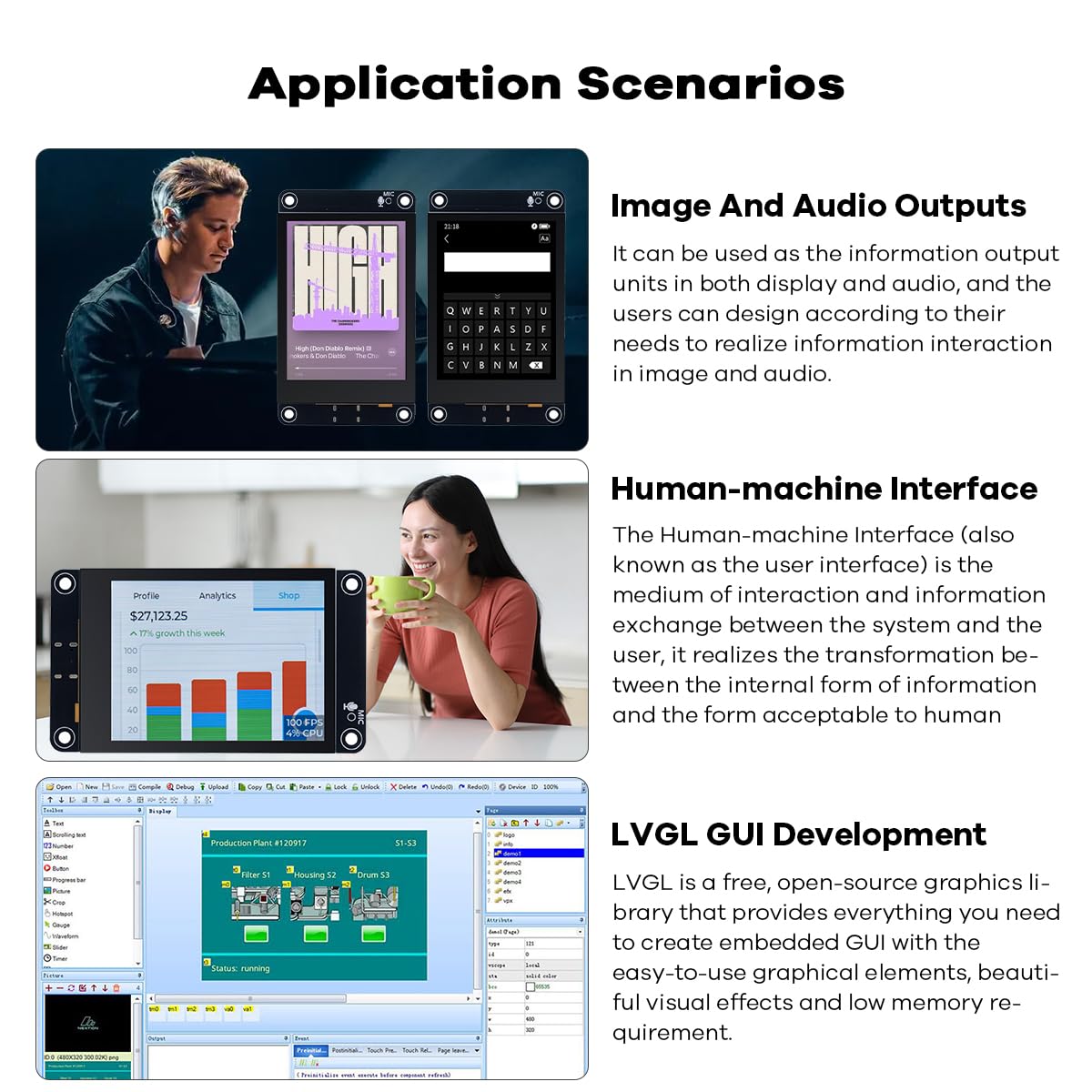 Hosyond Módulo de pantalla táctil ESP32-S3, pantalla IPS LCD EPS32 de 2.8 pulgadas 240x320 IPS con pantalla táctil capacitiva WiFi Bluetooth para proyectos Arduino IoT