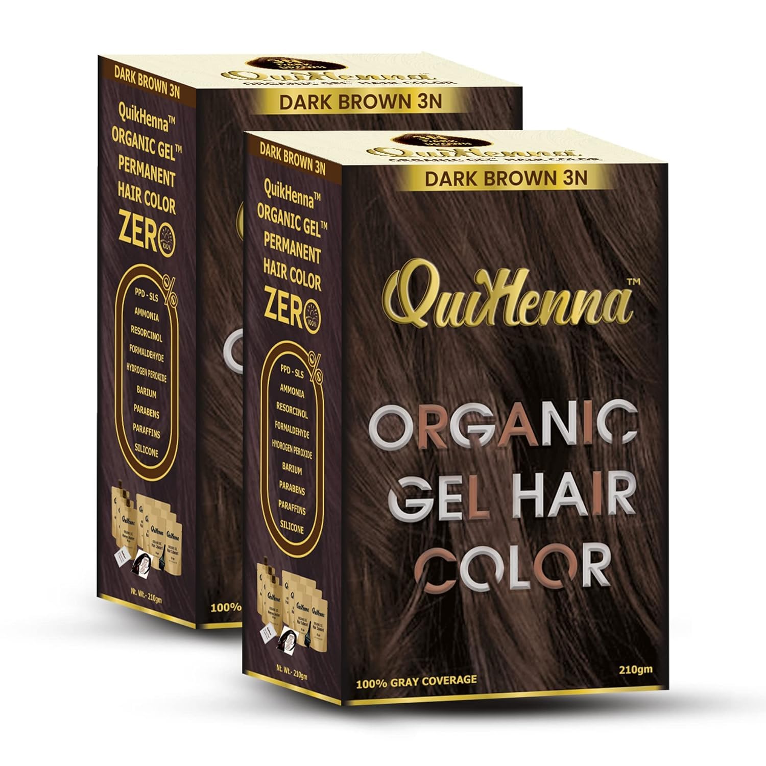 QuikHenna Organic Hair Colour Gel 3N Dark Brown 210gm- Pack of 2 | PPD & Ammonia Free Permanent Hair Color | Natural Hair Colour for Women & Men-picture-20