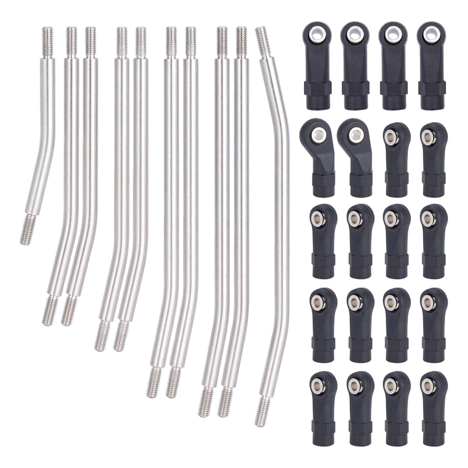 10Pcs Stainless Steel Links Rod Set with Ball End 313/324mm Wheelbase for 1/10 RC Crawler Car Axial SCX10 II 90046 Upgrade Parts (313mm)